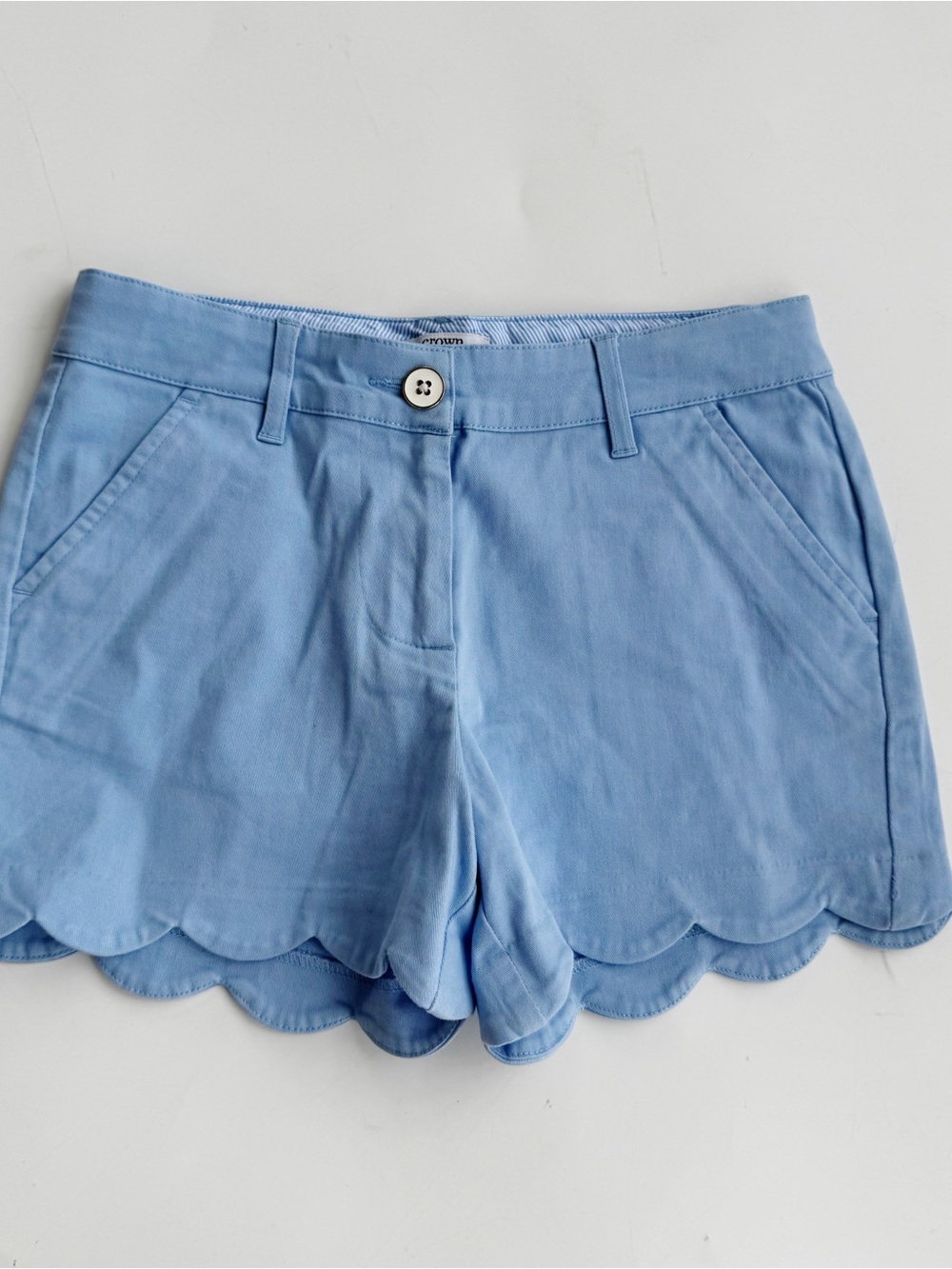 crown & ivy Light Blue Scallop Hem Shorts